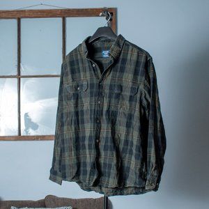 Green & Black Flannel Button-Up Shirt